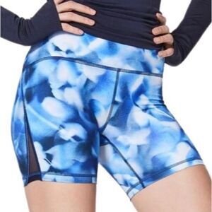 Lululemon Train Times Short 6” Inseam Mini Blush Blossom Alpine White Blue Sz 8